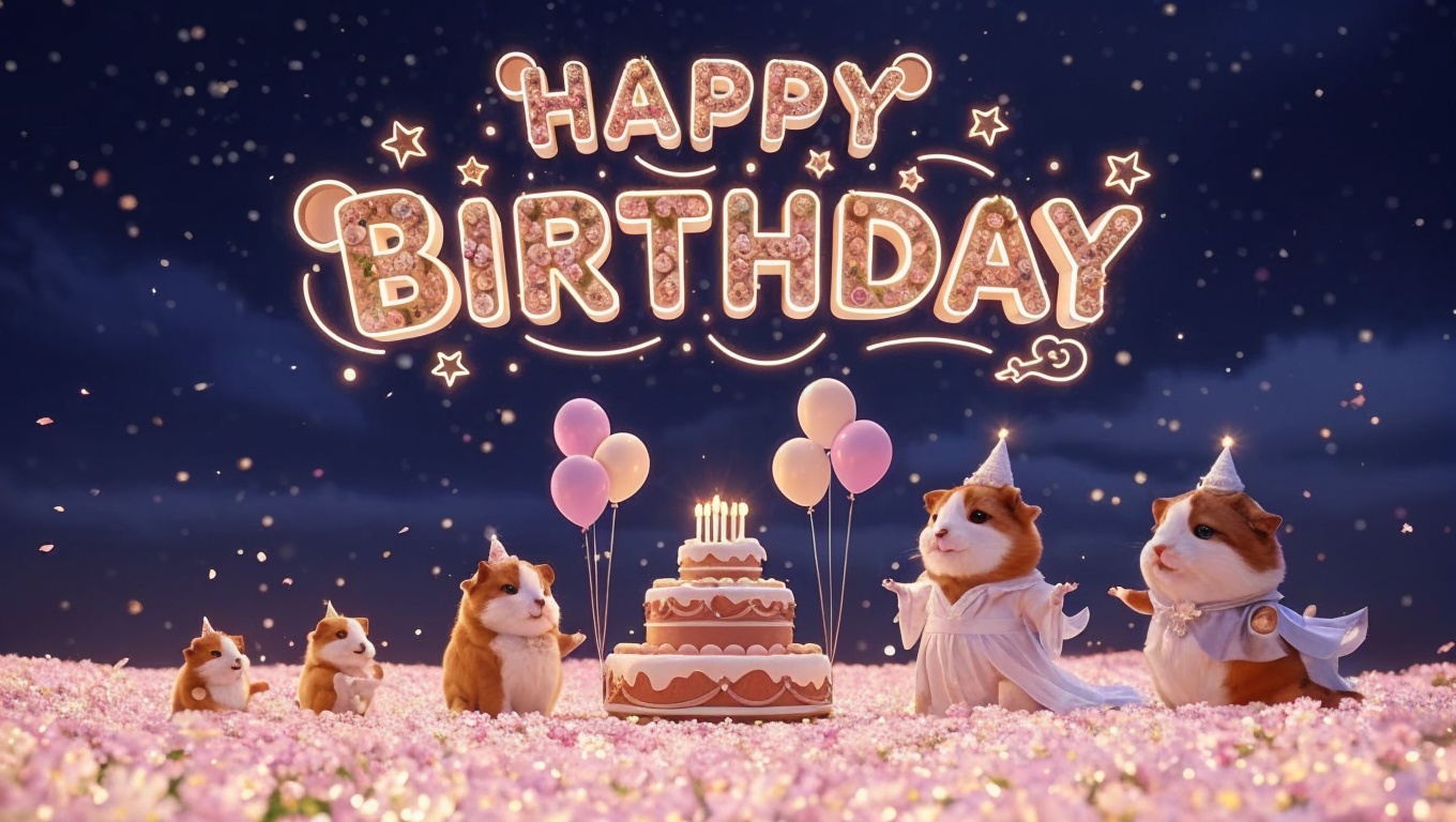 3D Chibi Guinea Pig (Humanoid) Spirit · Three Forms × Flower Sea × Phantasmal Night