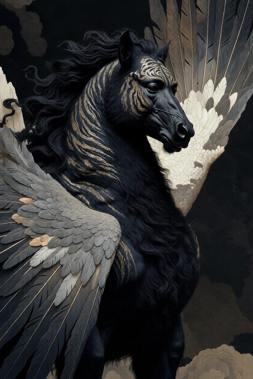 A contemplative guardian beast rendered in ukiyo-e structure and modern digital light, symbolizing quiet protection