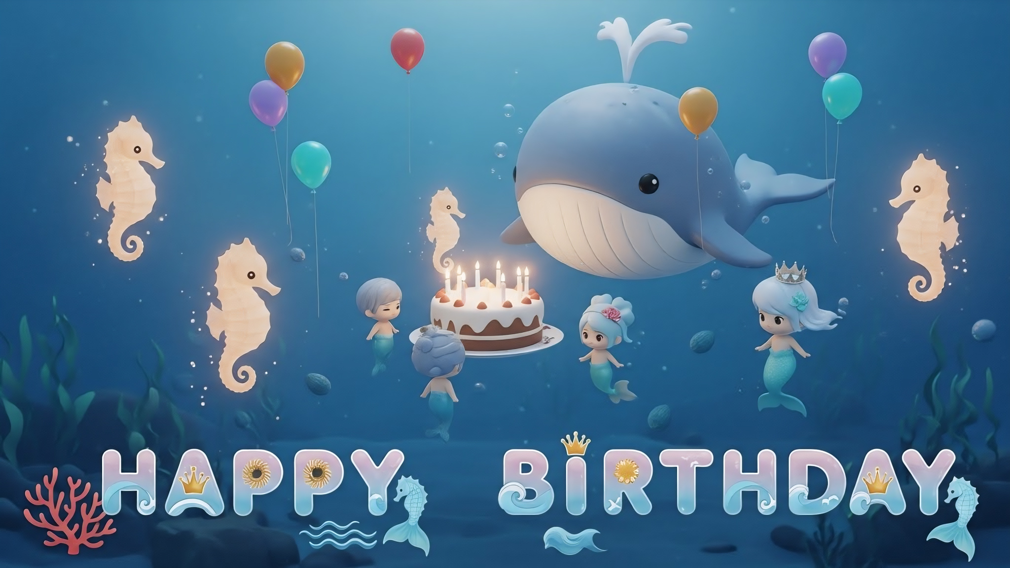 A deep-sea birthday guarded by gentle giants