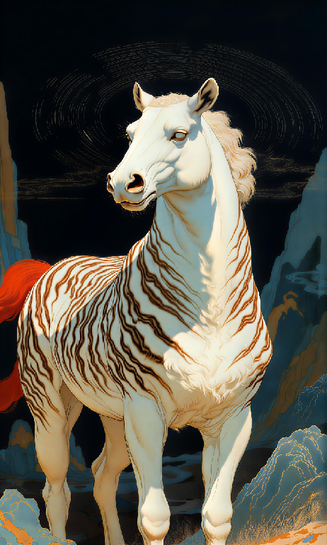 A singing mythic beast symbolizing prosperity and gentle expression