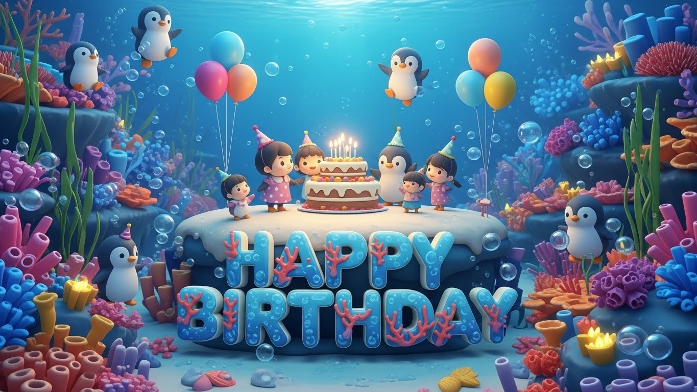 A soft and friendly deep-sea birthday background
