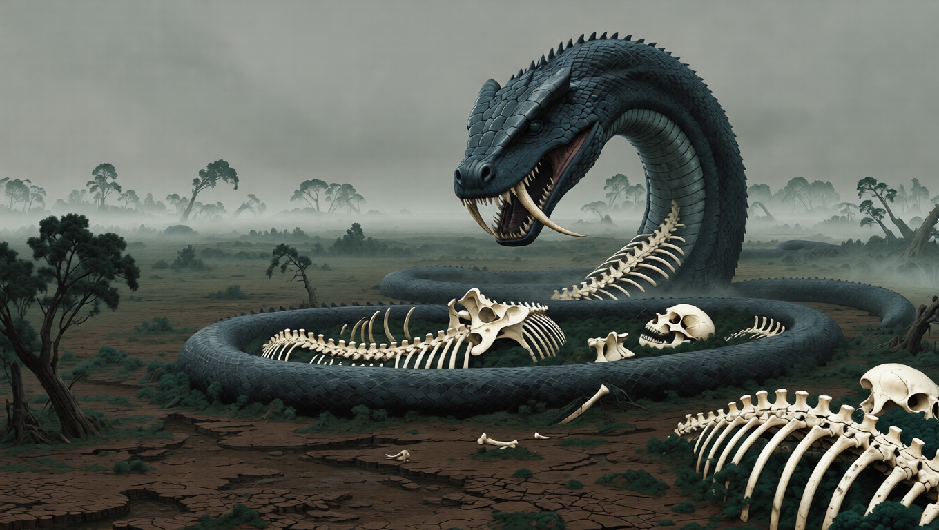 Ba She Giant Serpent Poster – Ancient Devouring Snake from Shan Hai Jing