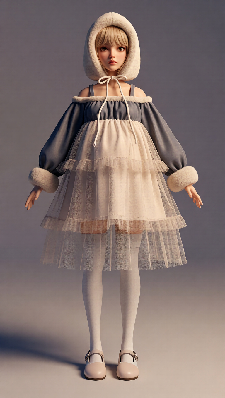 Close-up of layered tulle wrapping softly around the torso