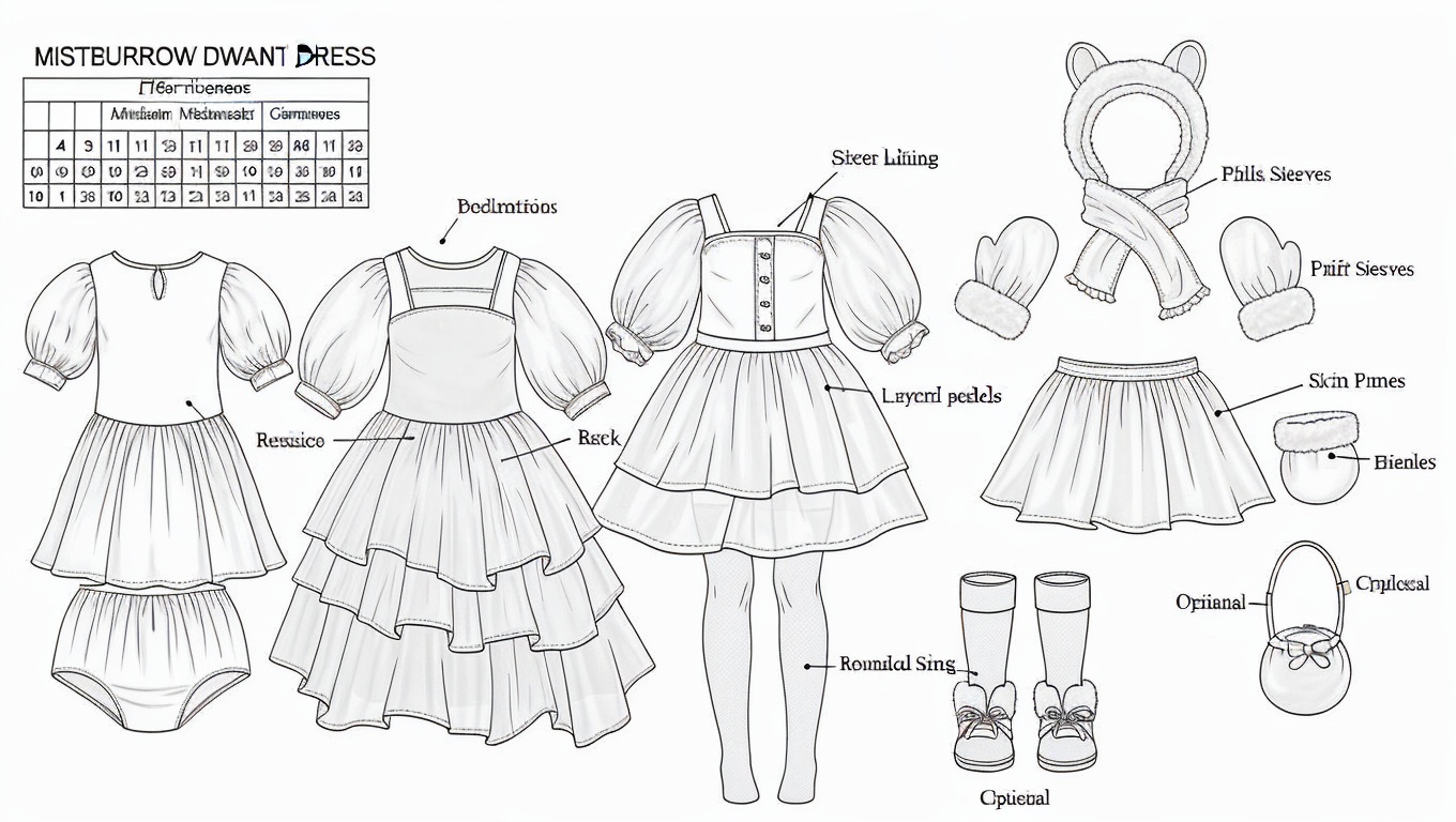 Cute Mistburrow Hamster Doll Outfit  Cozy Sheer Fantasy Dress for Collectible Dolls Technical Blueprint Prompt