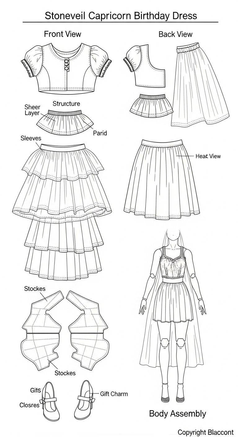 Earth Sign Capricorn Doll Dress Soft Ambition Birthday Doll Outfit Blueprint Prompt