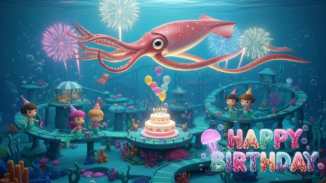 Fireworks bloom underwater as the bigfin squid watches over the party