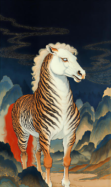 A singing mythic beast symbolizing prosperity and gentle expression