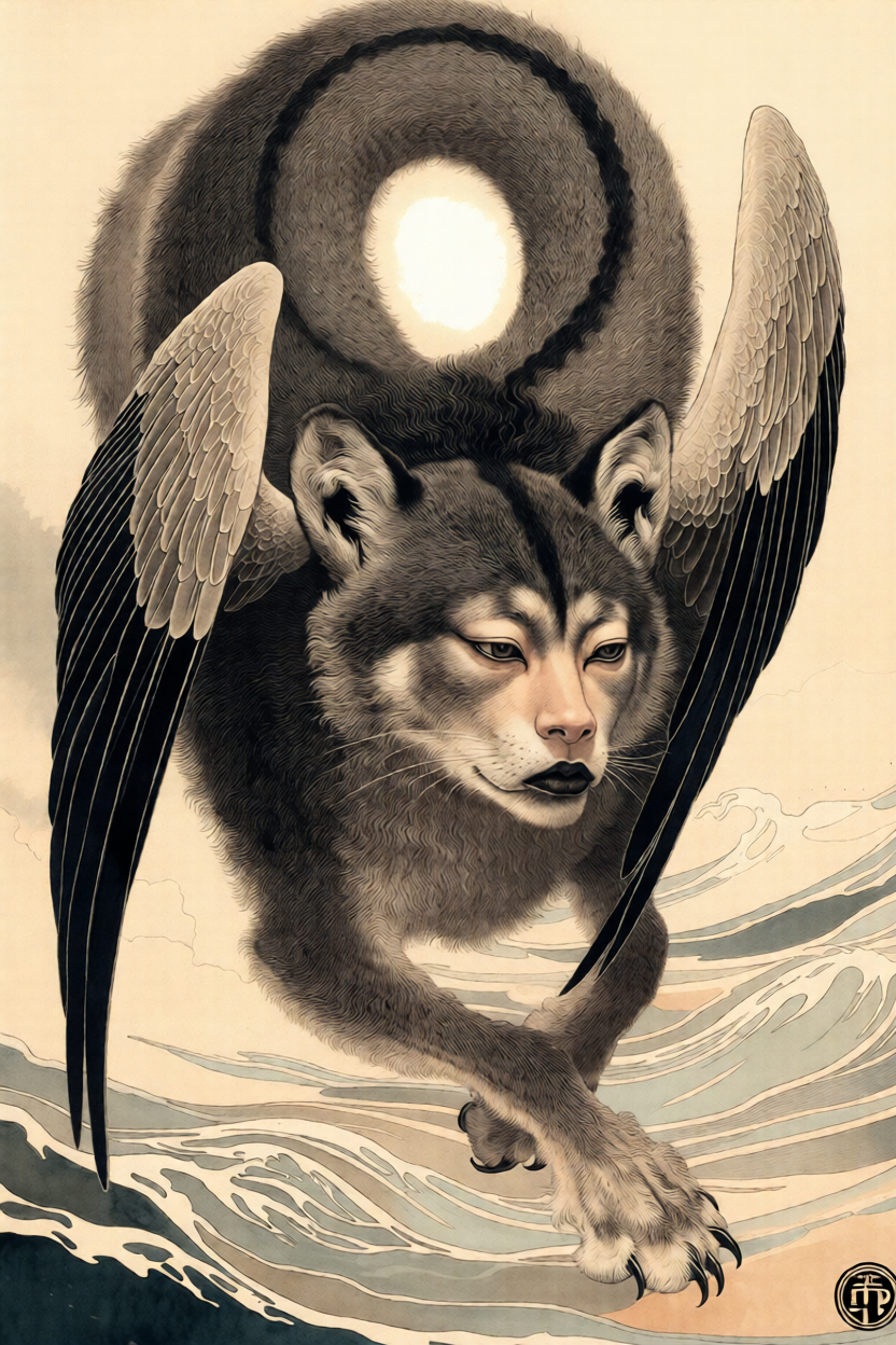 Symbolic Chinese myth creature representing warning and freedom of expression