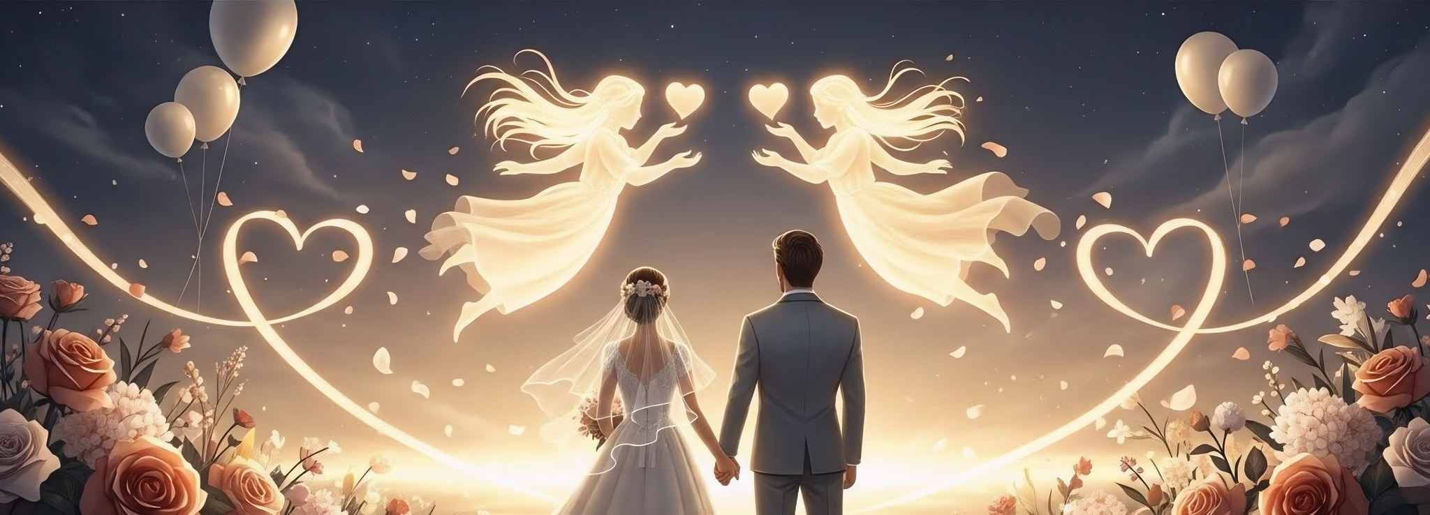 Twin Vowbearer Spirits Wedding Banner