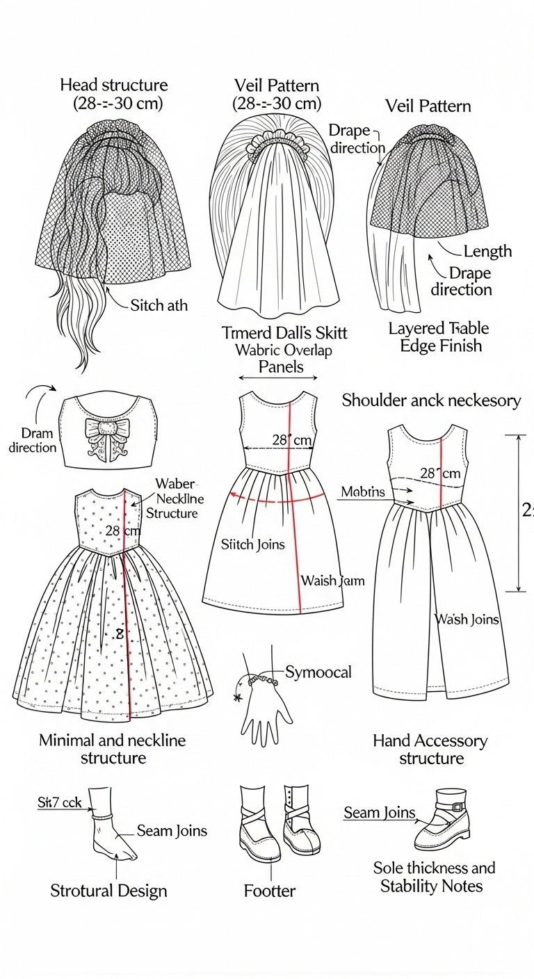 White Fabric, Patient Love, and Earthbound Elegance A 3D Q-Style Bridal Doll Inspired by Taurus Temperament for Scene Photography and Character Design Blueprint Prompt