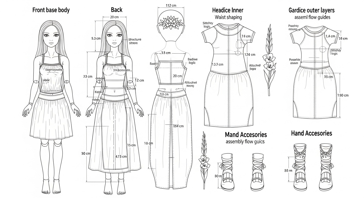 An Adult Bridal-Inspired Doll for Interior Scenes, Expressing Gemini Fluidity, Sensory Playfulness, and Spring Fashion Ideas for Modern Living Blueprint Prompt