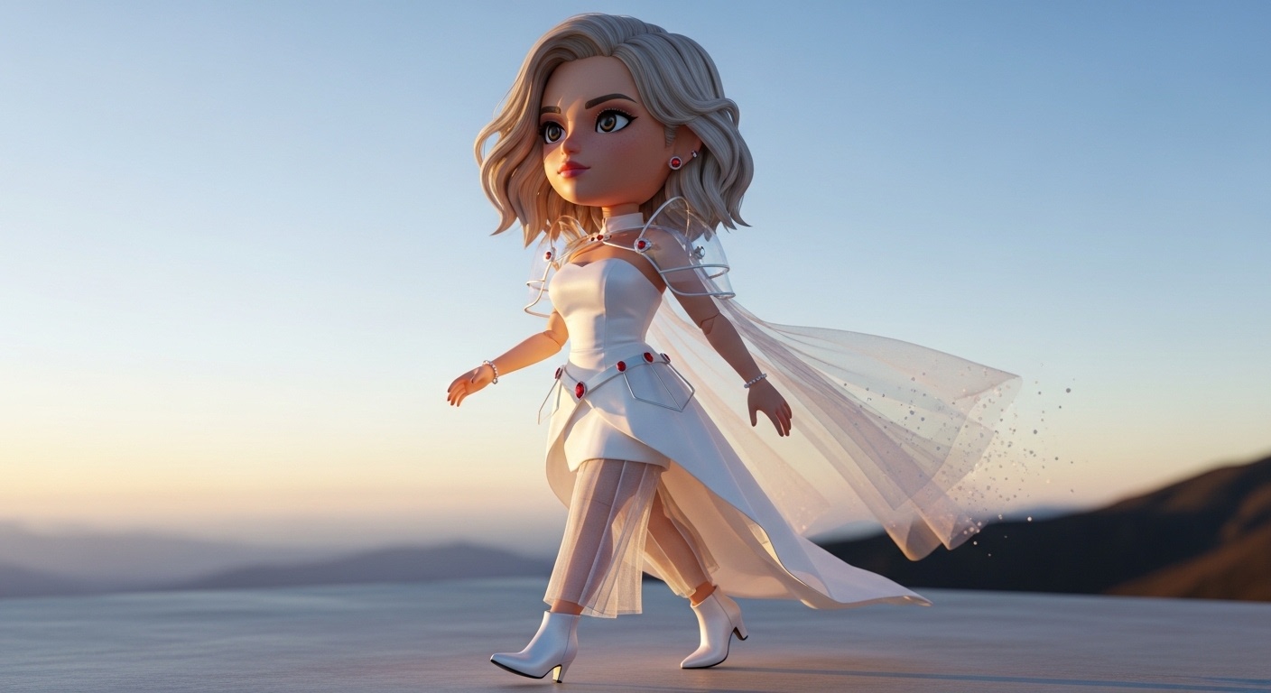 Concentrated ruby light embedded along the waist seam and shoulder line