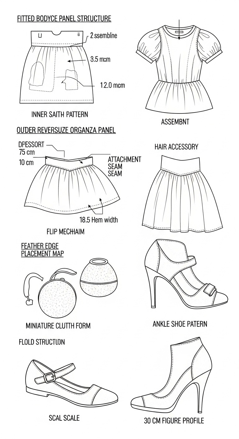 Dual-Layer Convertible Wedding Dress Concept for Gemini Bride Aesthetic in Modern Creative Theme Ceremonies BLUEPRINT PROMPT