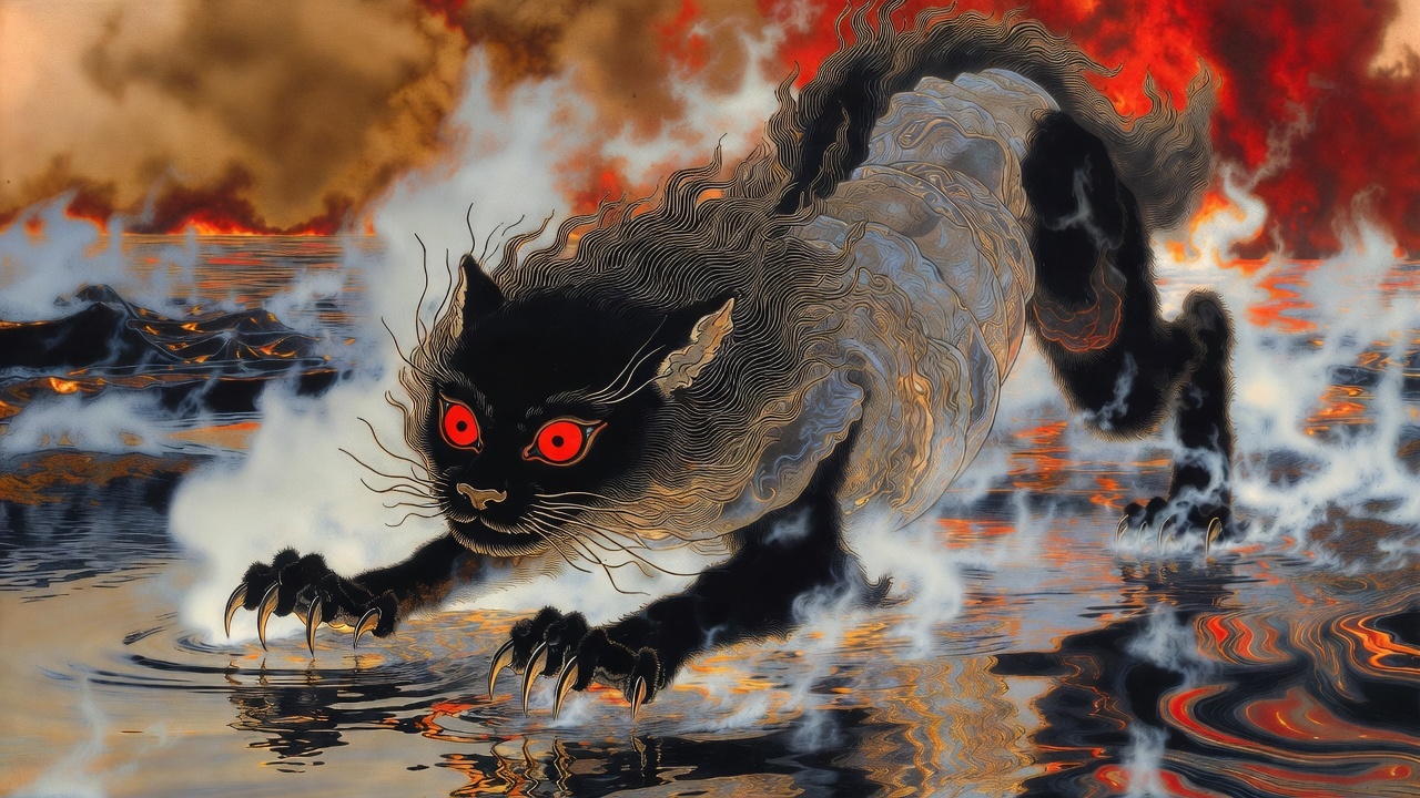 Environmental poster with warm gradients and heat distortion, suitable for minimalist interior wall decor