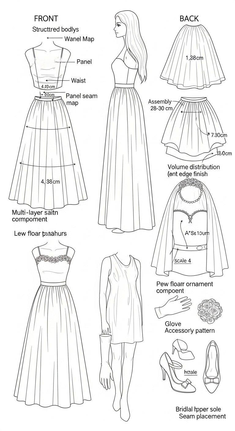 Floral crown with low botanical density echoing earth-based bridal stillness BLUEPRINT PROMPT