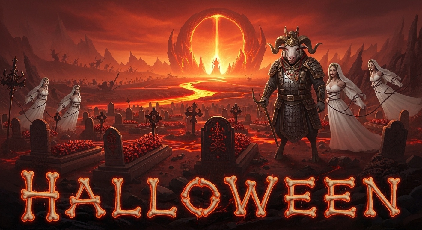 Ghost brides and paper effigies forming a silent wedding procession across ash-covered ground