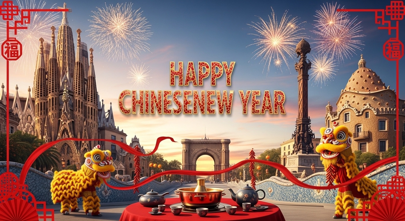 Luxury Barcelona Mosaic Chinese New Year Photography Backdrop for Studio Portraits and Cultural Events