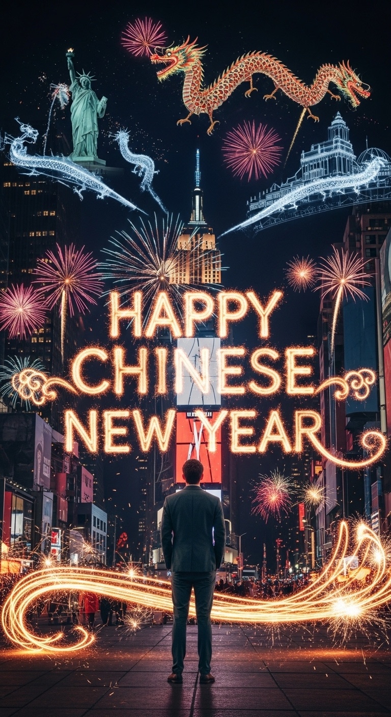 Luxury Chinese New Year background in New York style for professional photography