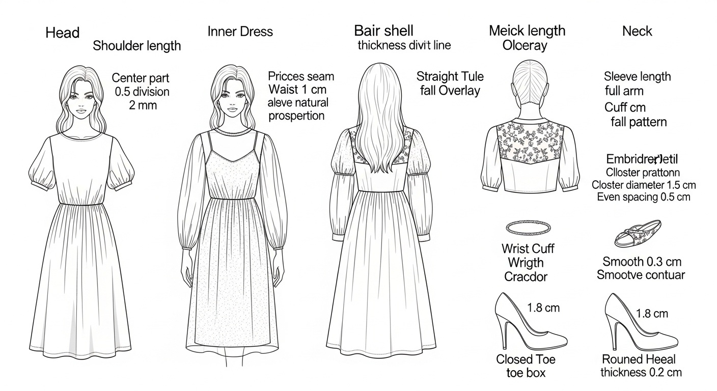 Mature and Determined Capricorn Mood Interpreted Through 2026 White Sheer Fashion in a High-Quality Realistic 3D Doll for Interior Art Display Blueprint Prompt