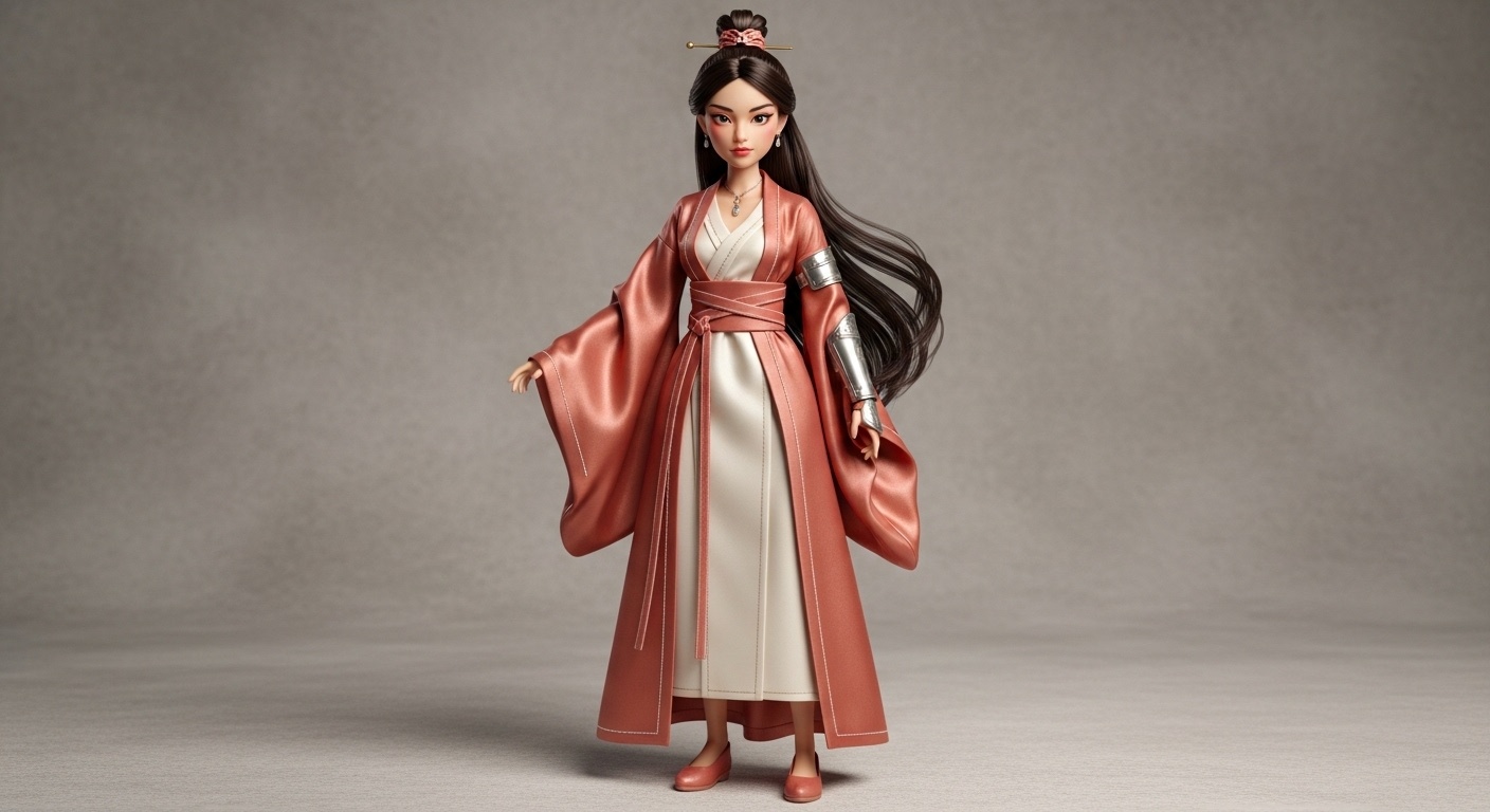 Office desk styling with neutral backdrop, the structured waist sash creating visual focus against soft beige wall