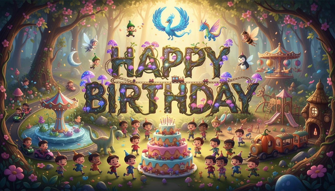 luxury studio birthday backdrop with aurora dragon ice phoenix and floating water carousel for family portrait session