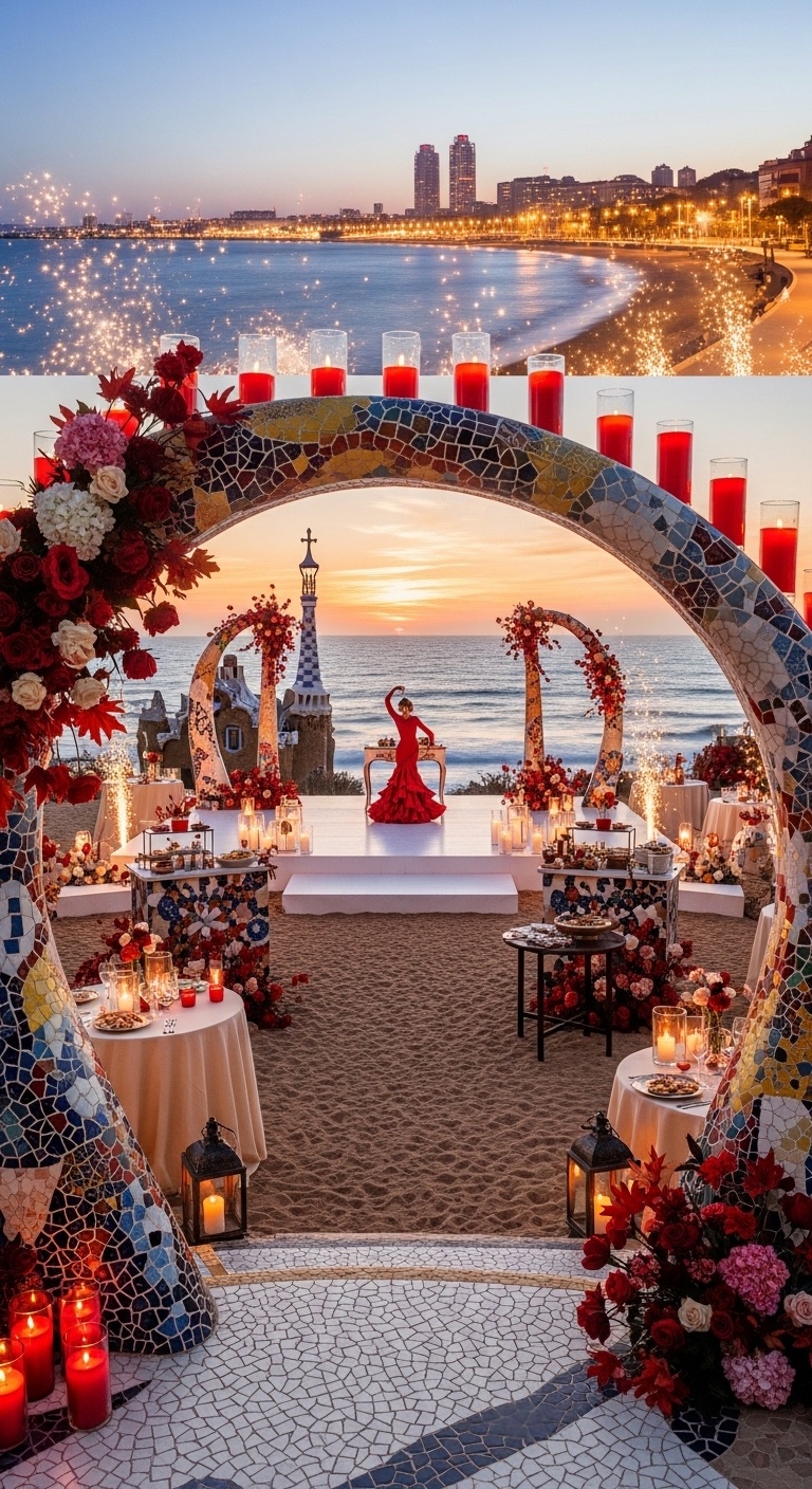 Flamenco and Mosaic Reception Setup for Photography
