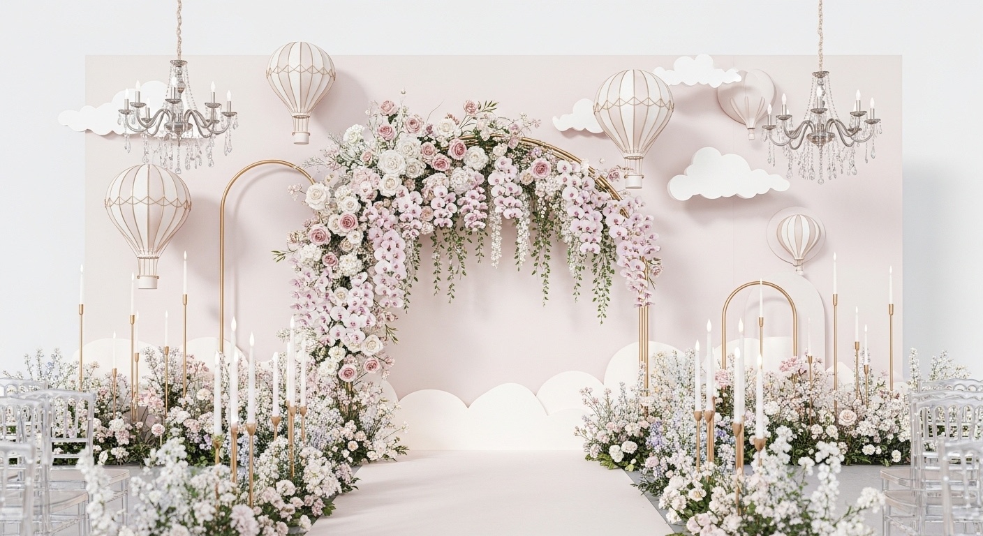 Floral Angelic Wedding Banner – Spring 2026 Garden Fairytale & Romantic Wedding Backdrop Ideas