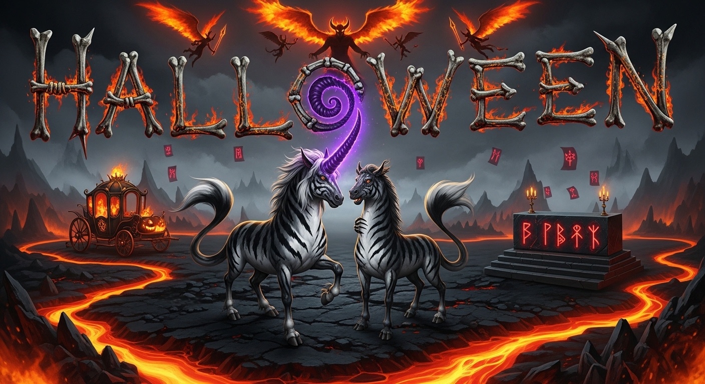 Human-Fish patrols lava-lit plains, horns glowing dark purple, tail stirring ghost-fire haze