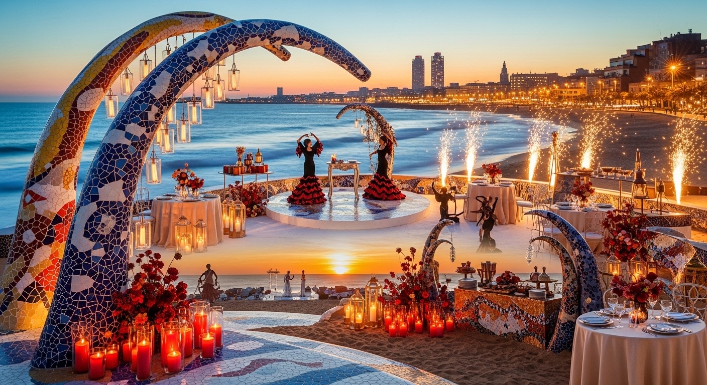Las Ramblas Lights and Winter Beach Wedding Inspiration