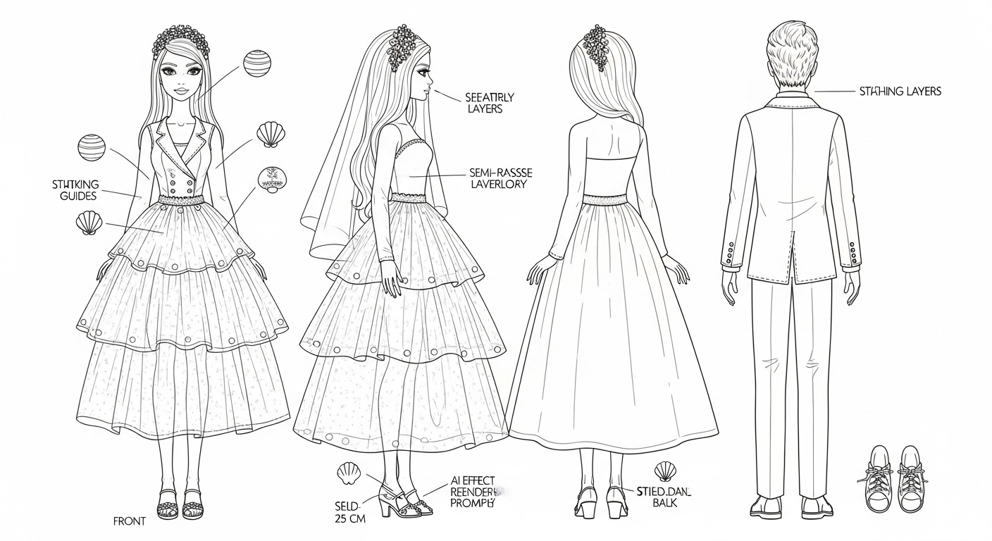 Side view capturing tender gesture of hand placement, intimate pose against soft coastal backdrop Blueprint Prompt