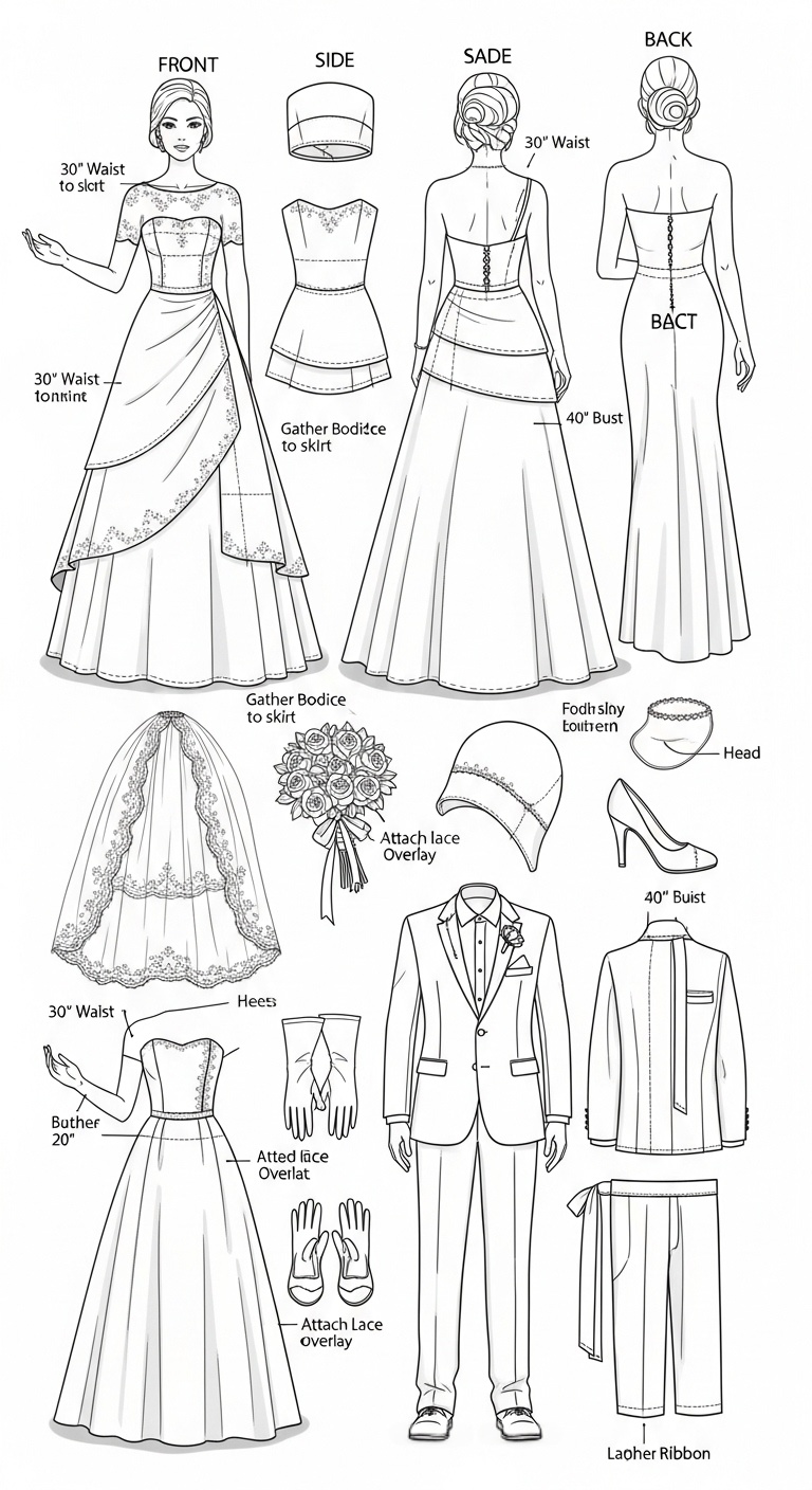 Scorpio Zodiac Inspired 3D Chibi Wedding Dolls Blueprint Technical