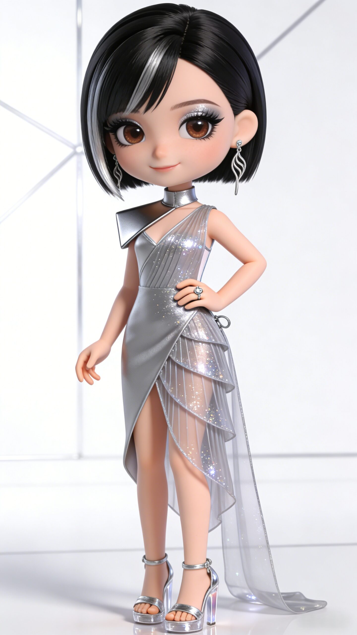 Unique Transparent Silver Aquarius Bride Doll – 2026 Sci-Fi Wedding Photography Backdrops